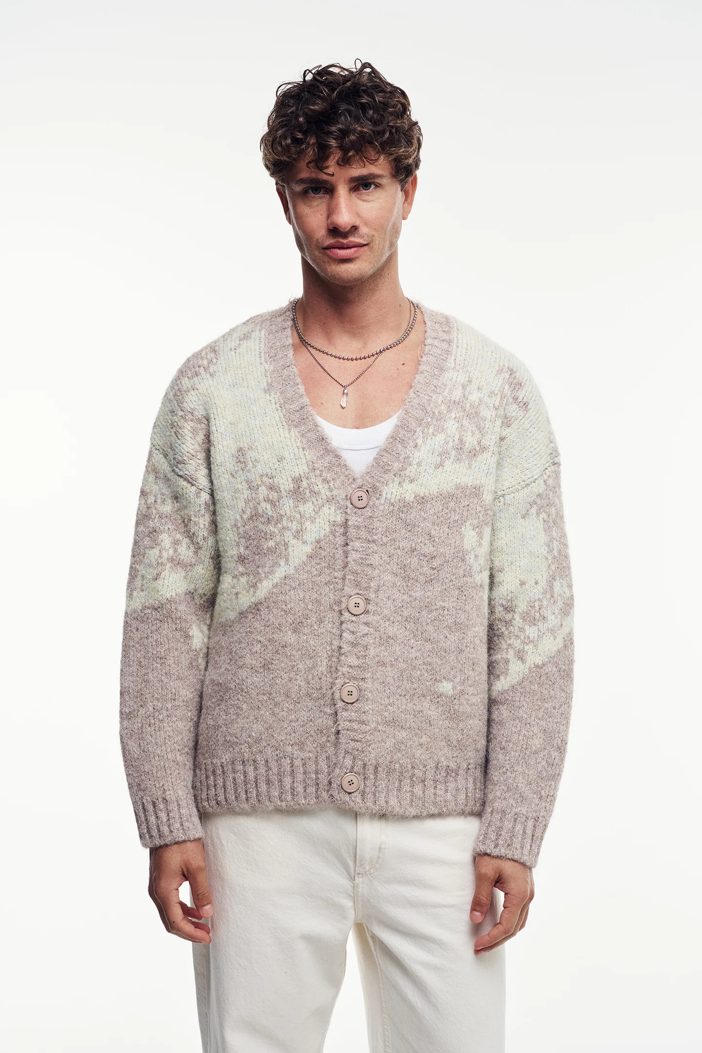 V Yaka Yumuşak Dokulu Oversize Hırka - Görsel 9