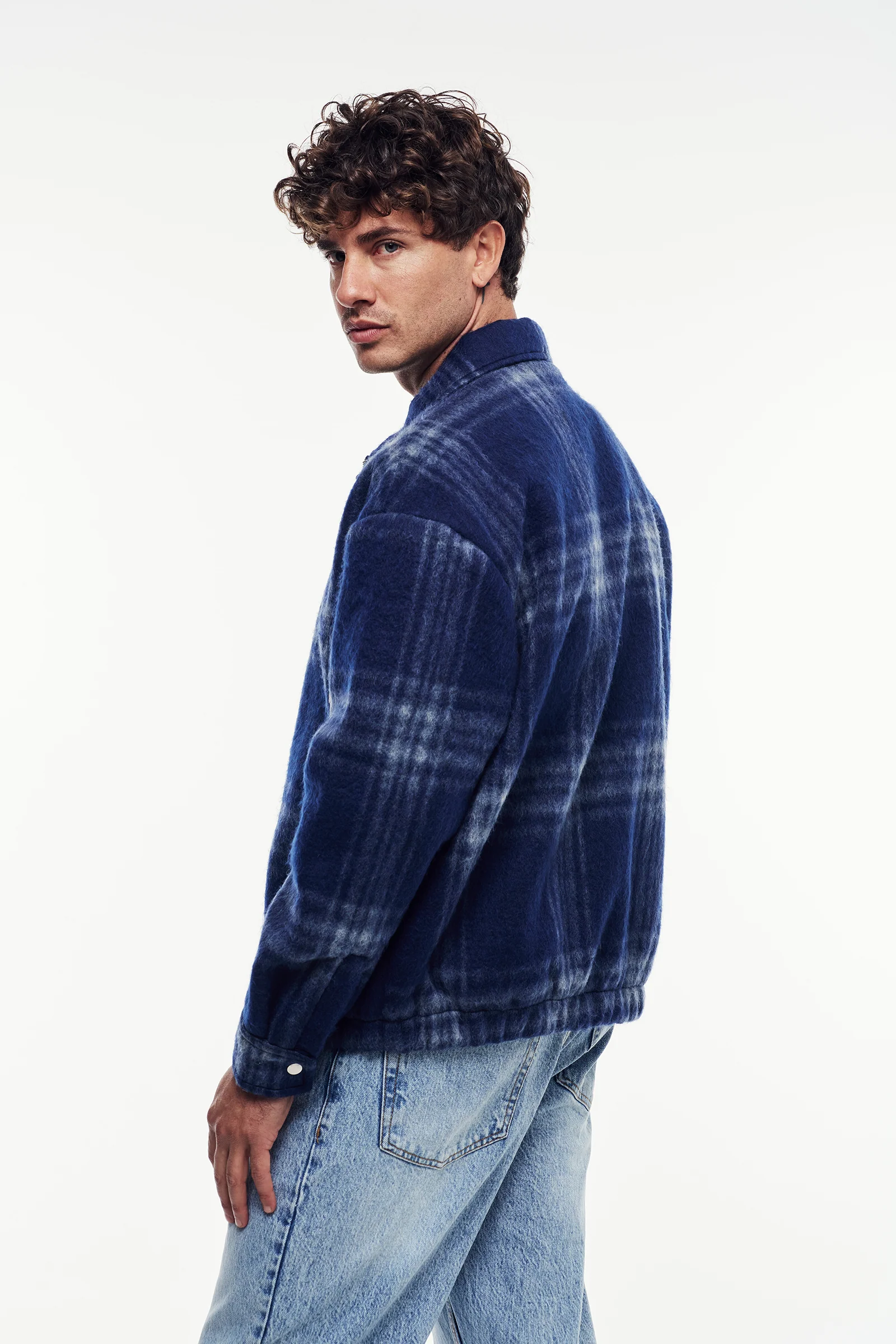 Yün Karışımlı Ekose Kaşe Mont - Görsel 3