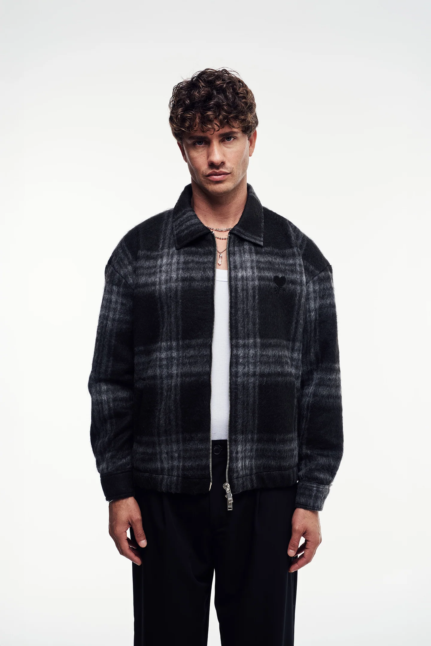 Yün Karışımlı Ekose Kaşe Mont - Görsel 6