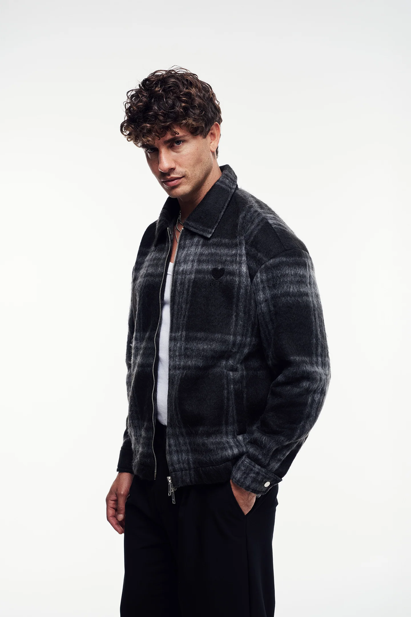 Yün Karışımlı Ekose Kaşe Mont - Görsel 7