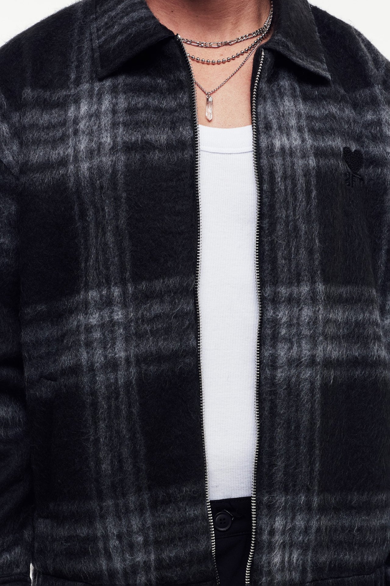 Yün Karışımlı Ekose Kaşe Mont - Görsel 8