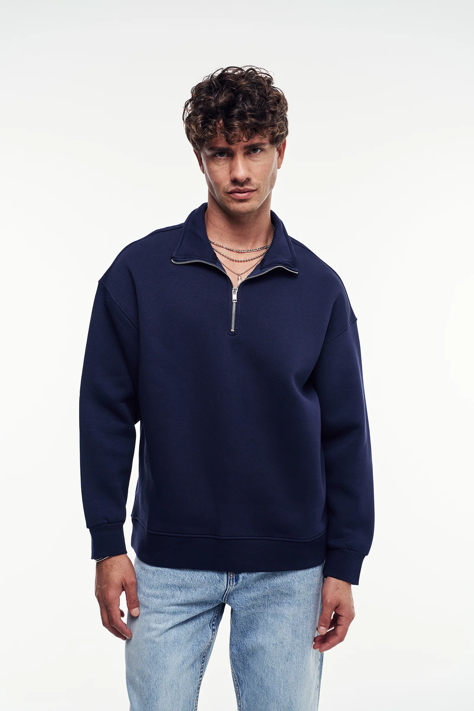 Loose Fit Yarım Fermuarlı Sweatshirt - Görsel 2