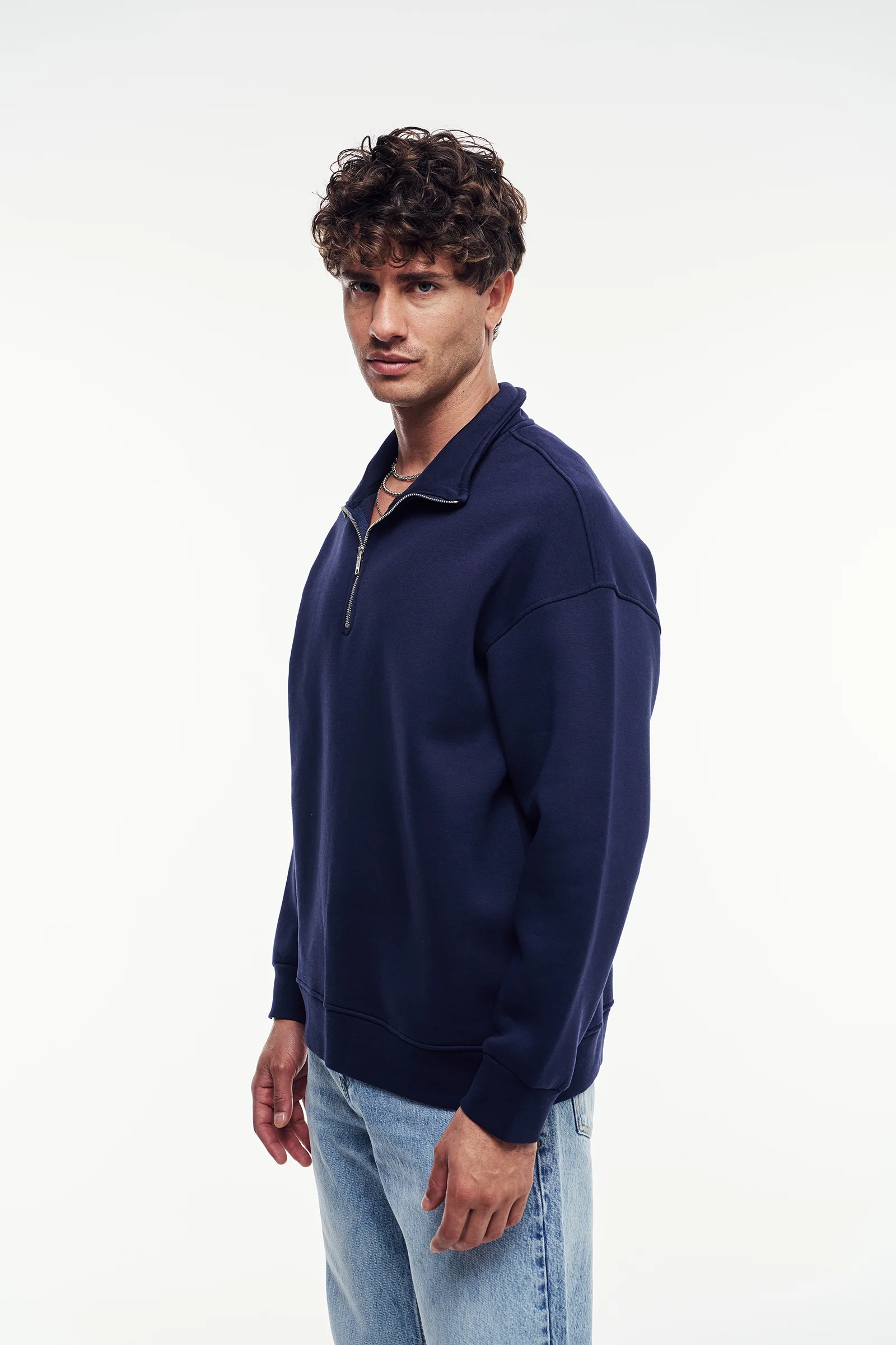 Loose Fit Yarım Fermuarlı Sweatshirt - Görsel 3