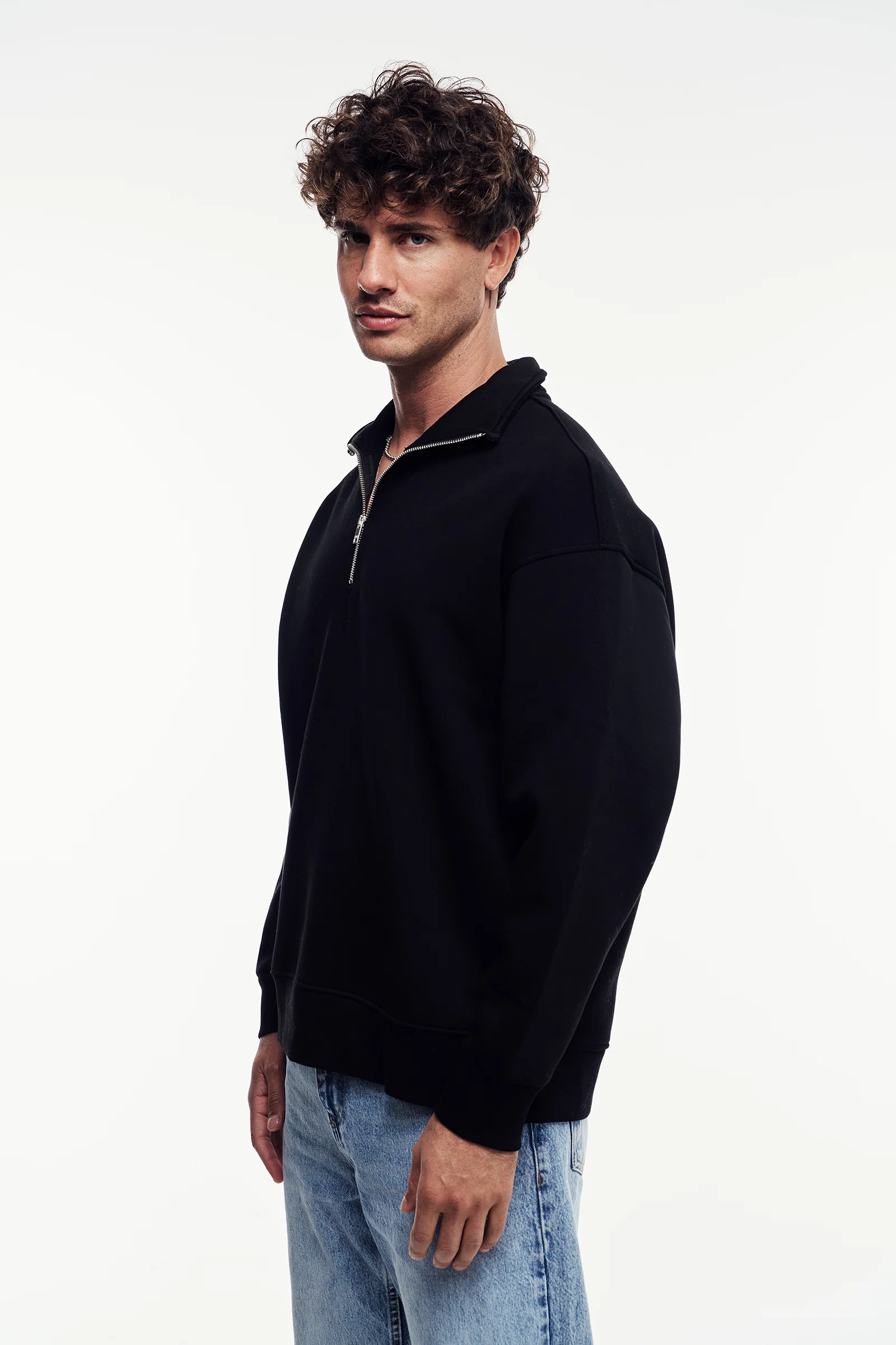 Loose Fit Yarım Fermuarlı Sweatshirt - Görsel 7