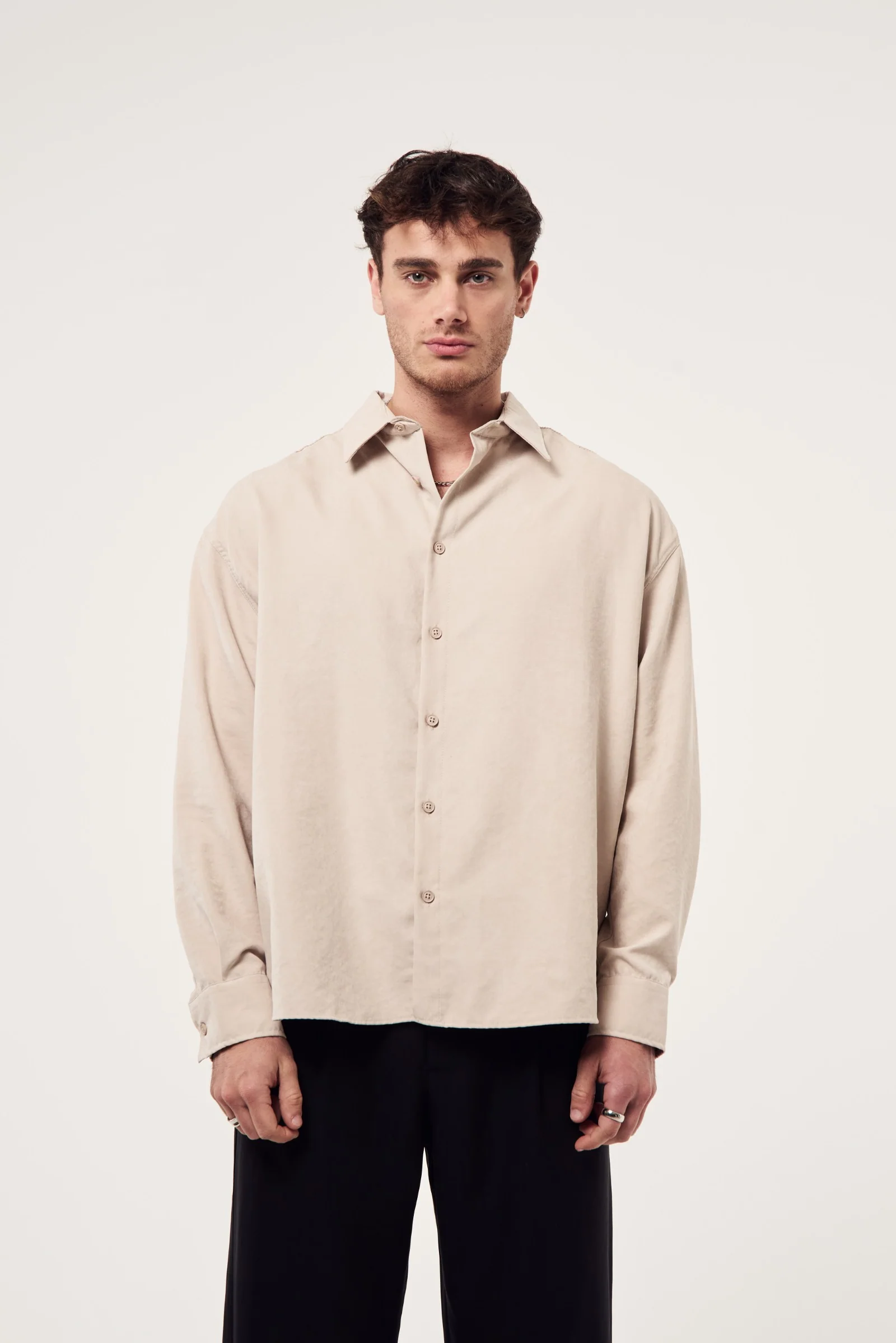 Dokulu Yıkamalı Gömlek - Görsel 13