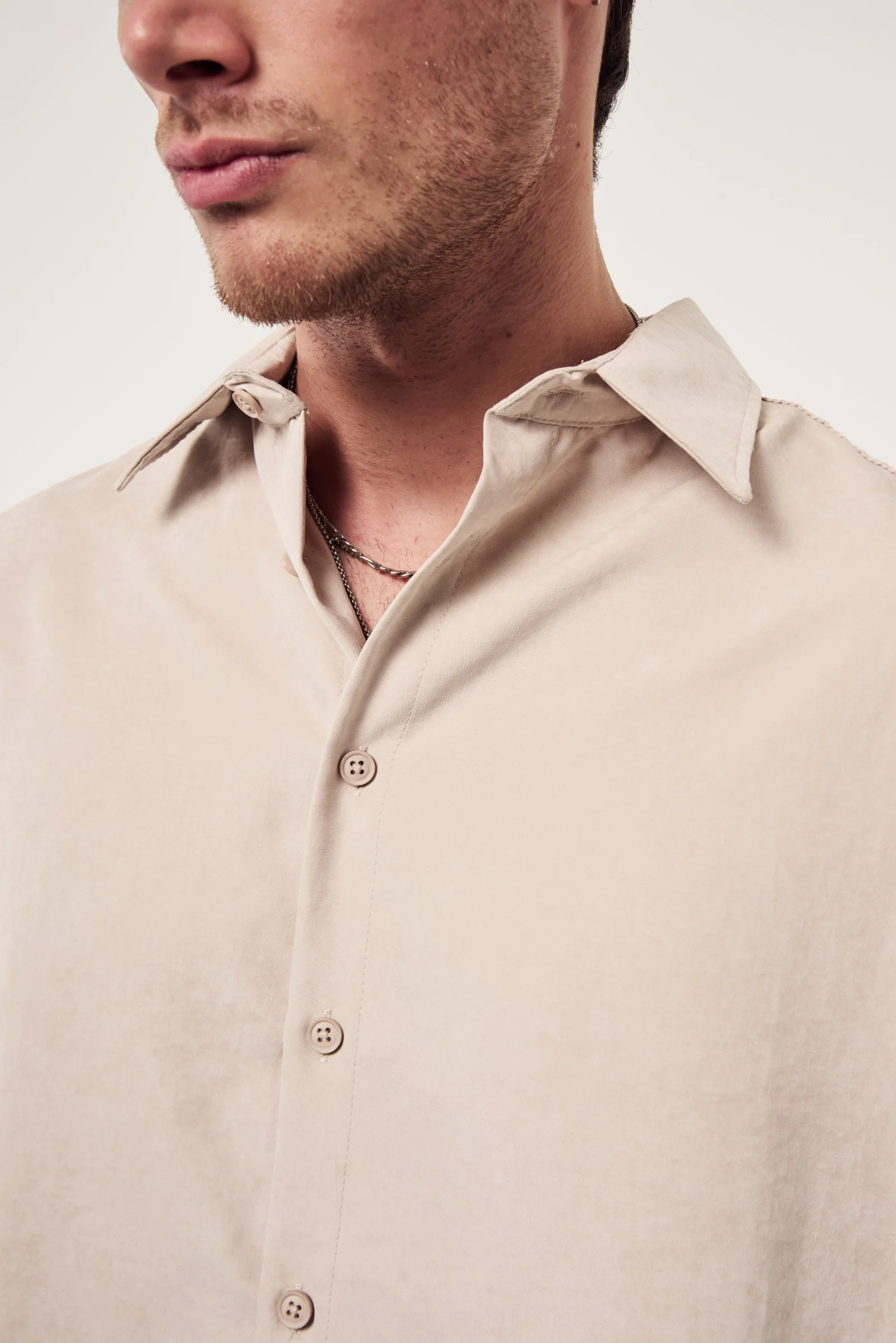 Dokulu Yıkamalı Gömlek - Görsel 14