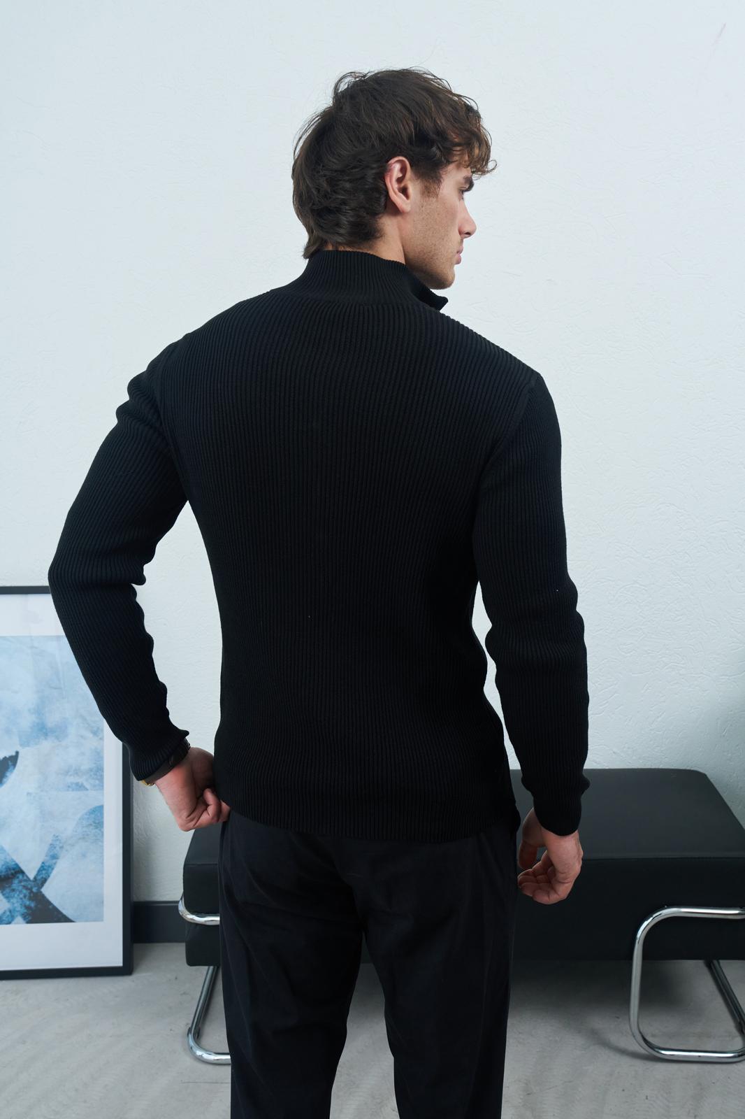 Zincir dikiş çift fermuarlı hırka  - Görsel 4