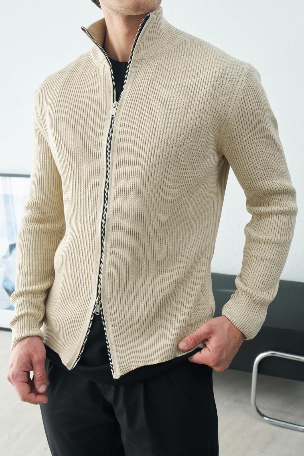 Zincir dikiş çift fermuarlı hırka  - Görsel 5