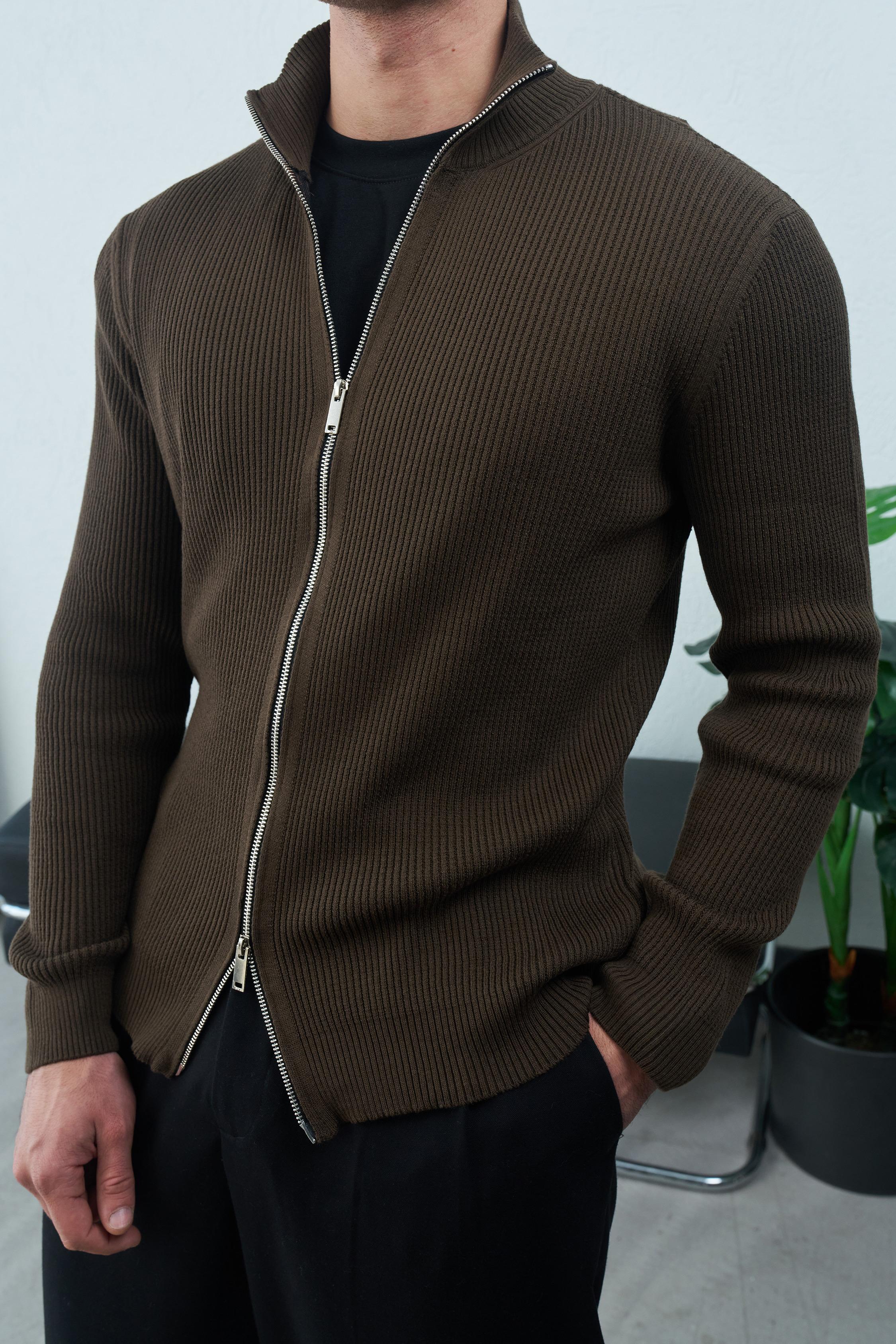 Zincir dikiş çift fermuarlı hırka  - Görsel 9